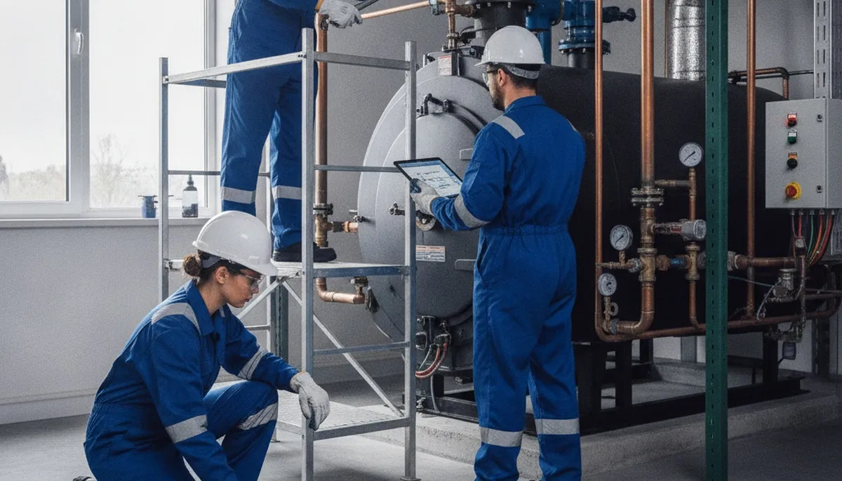 Boiler repair technician servicing a home in Brandon, FL for On Call Plumbers