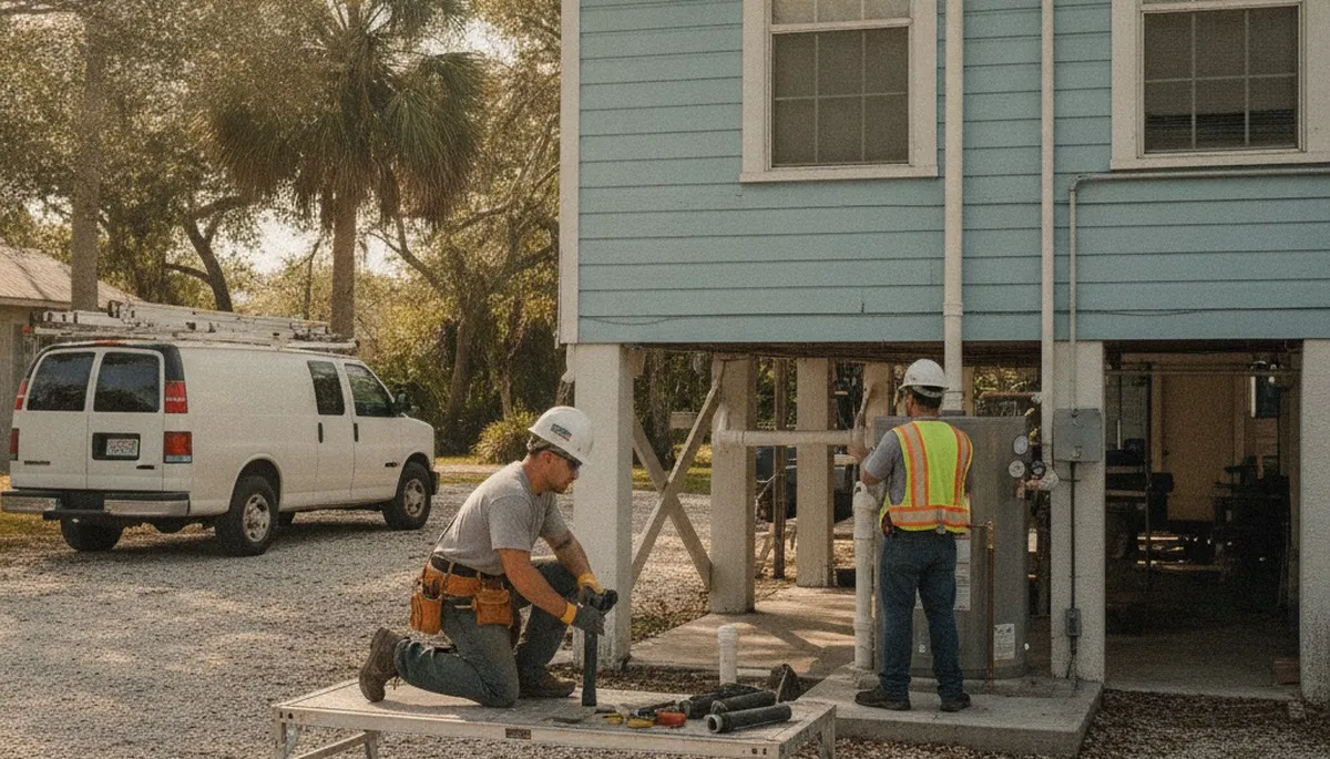 Brandon, FL plumber repairing a leak for a residential plumbing service