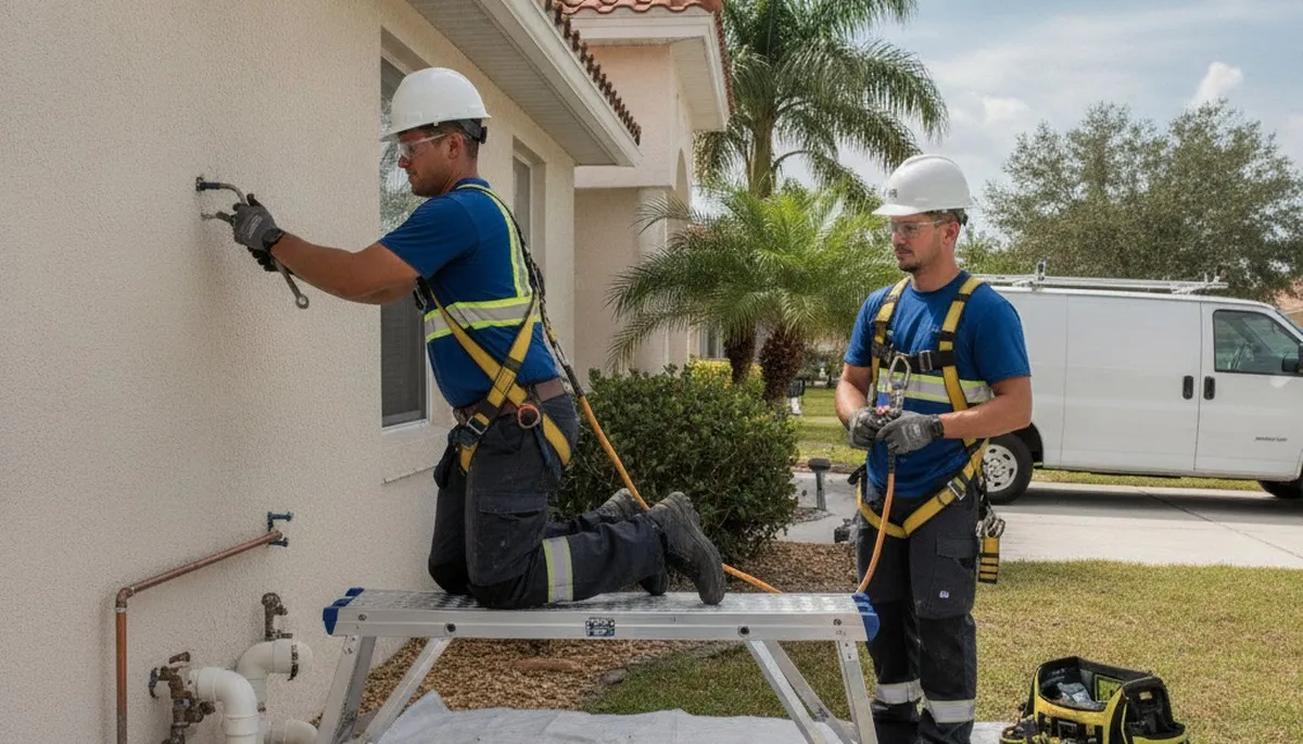 Plumber repairing a leak in Brandon, FL for plumbing repair service