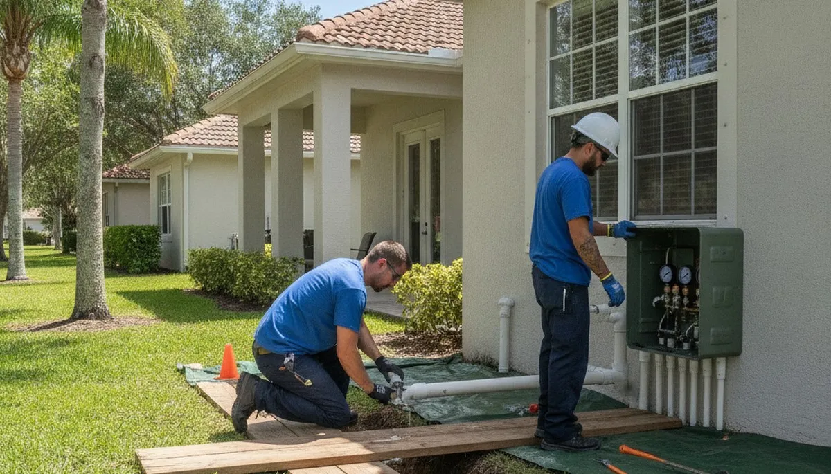 Professional plumber repairing a pipe in Brandon, FL for residential plumbing service